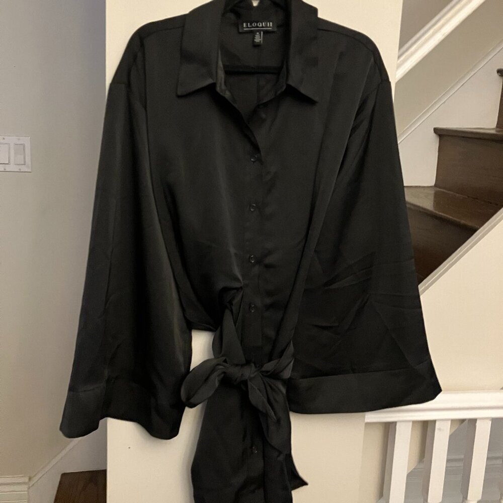 Eloquii Black Self-Belted Dress